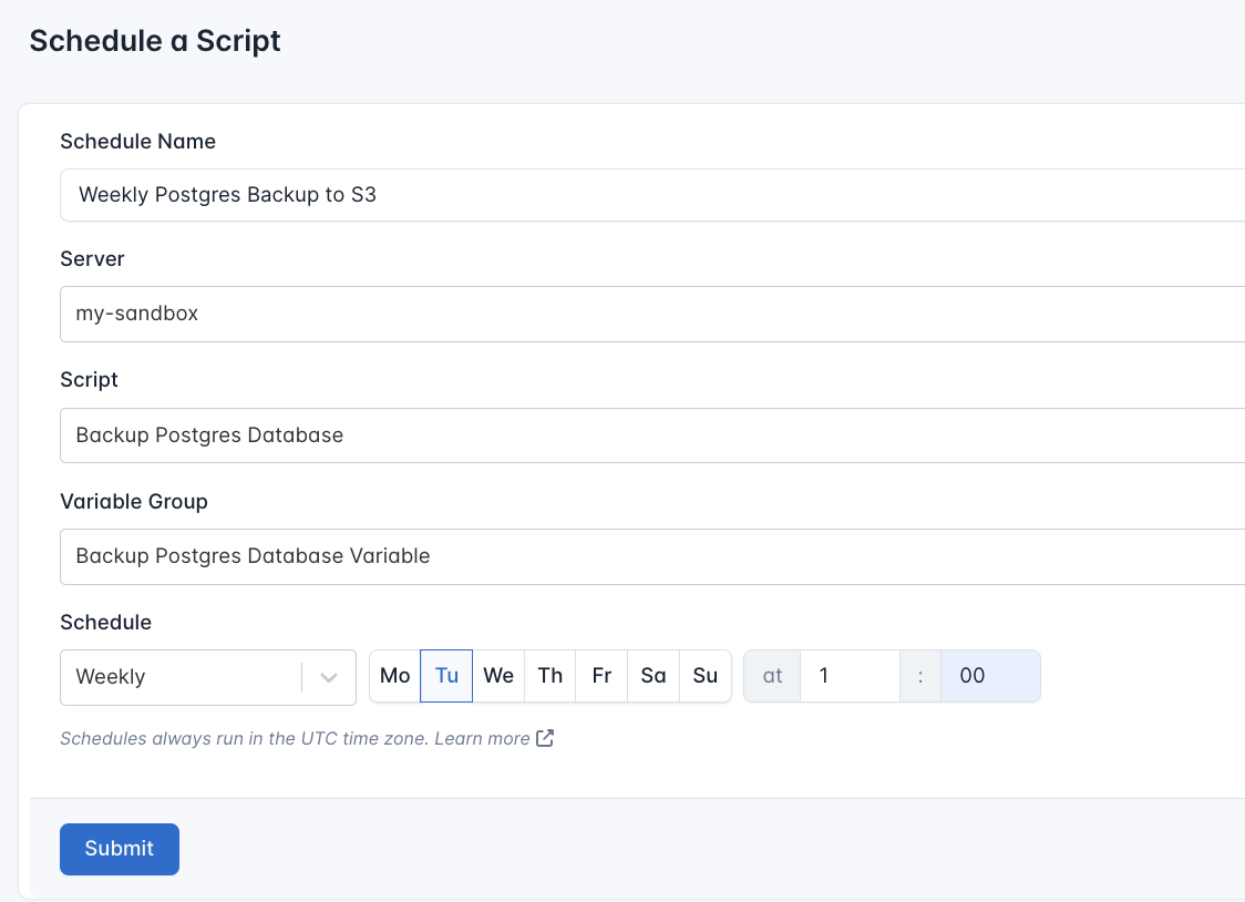 Screenshot of the location of Schedules in CloudRay's Interface