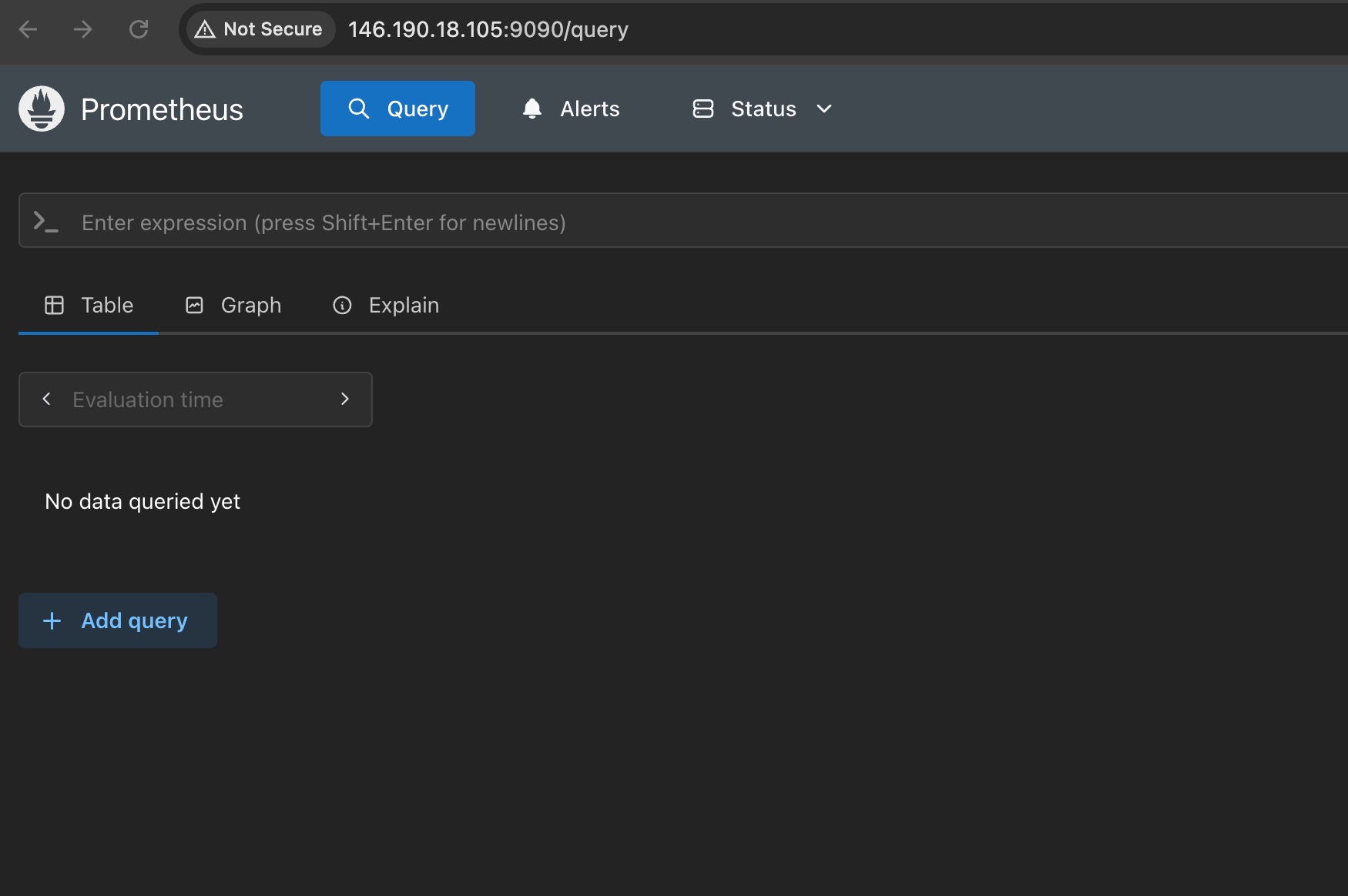 Screenshot of the successful installation of Prometheus