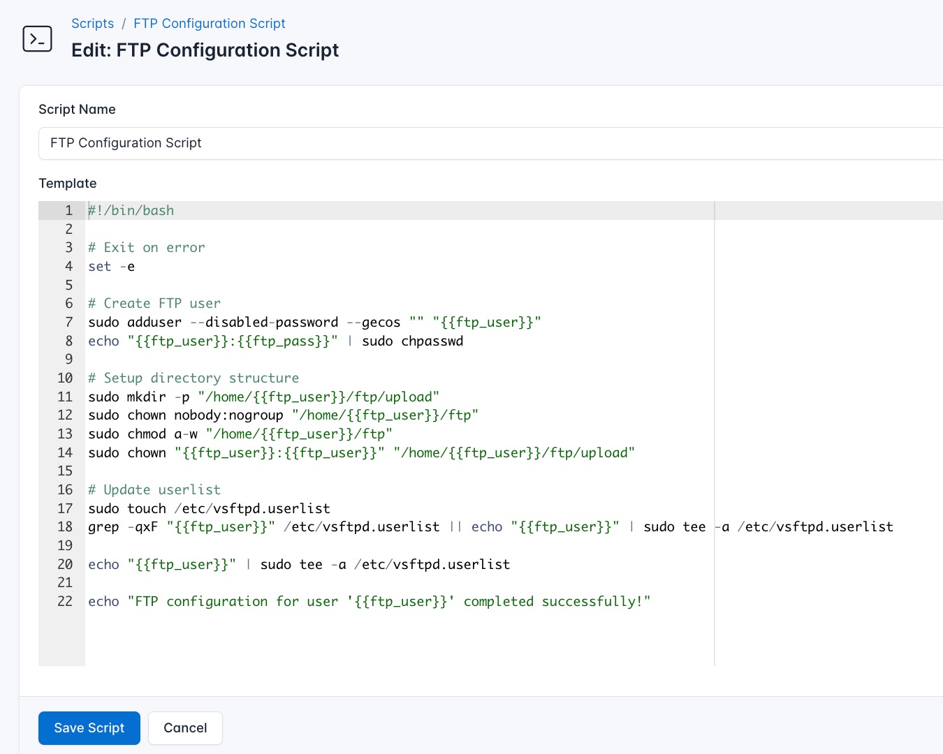 Screenshot of configuring cockpit