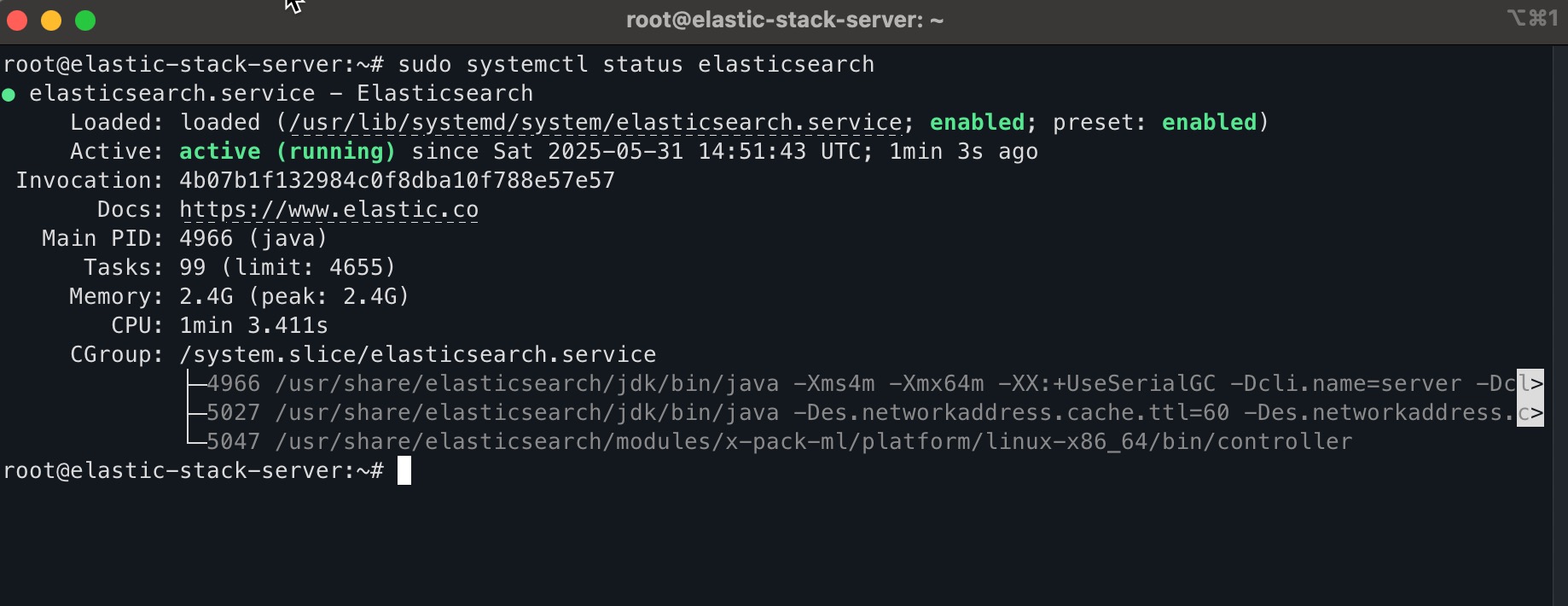 Confirm elastic search status