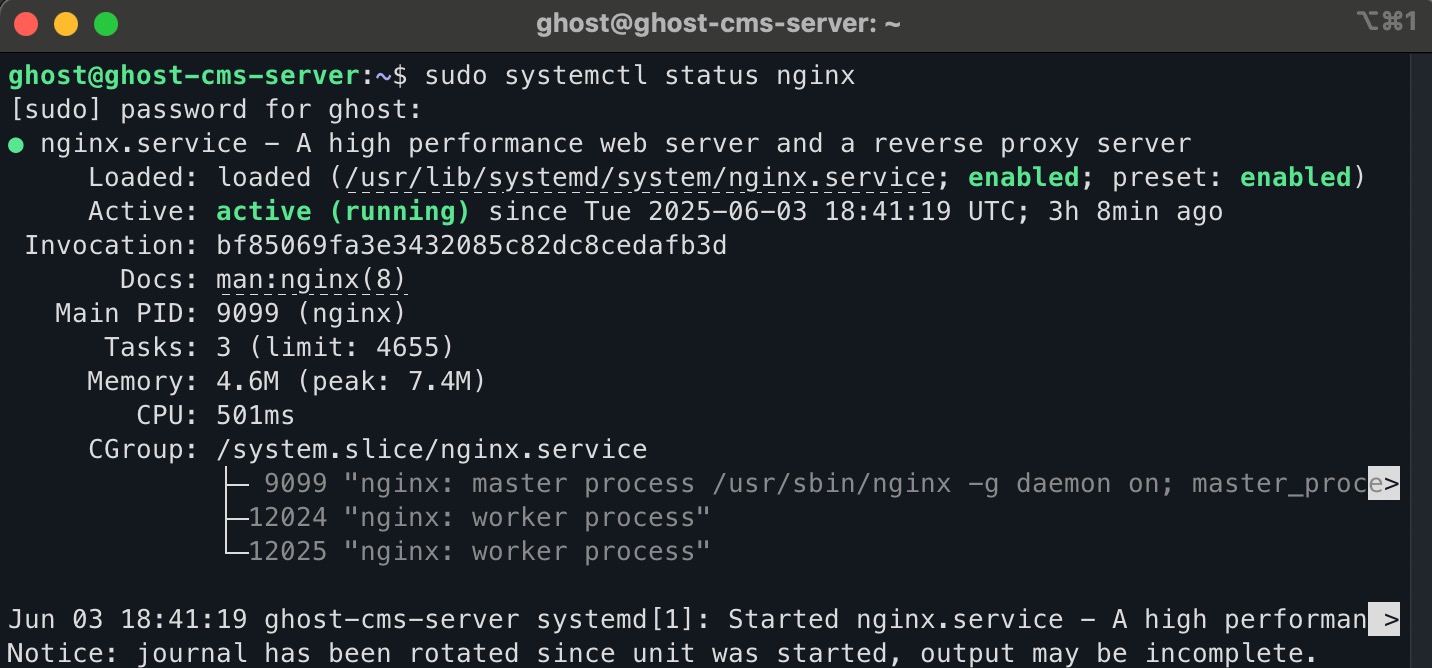 Confirm Nginx status