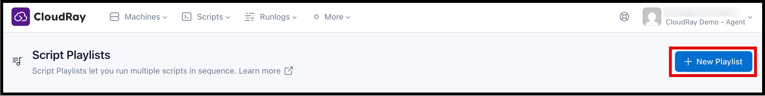 Screenshot of locating script playlists