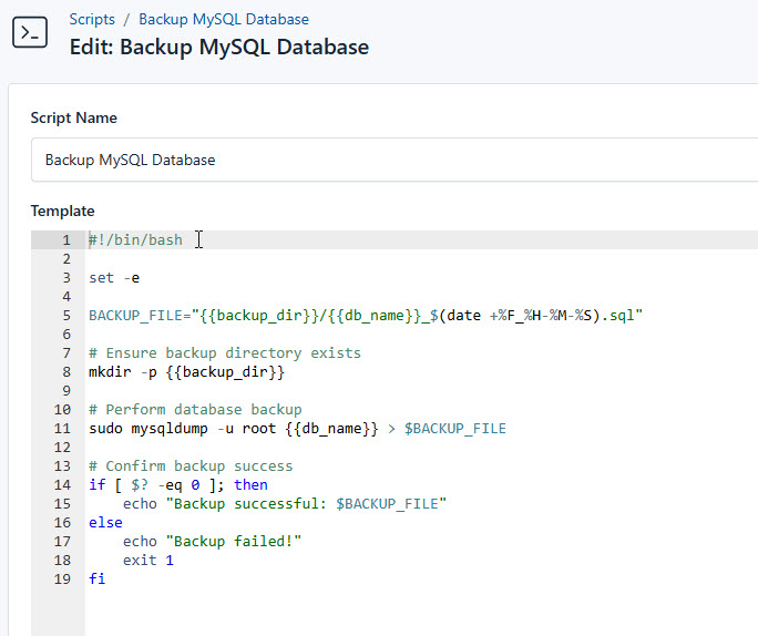 Screenshot of adding a new deploy script