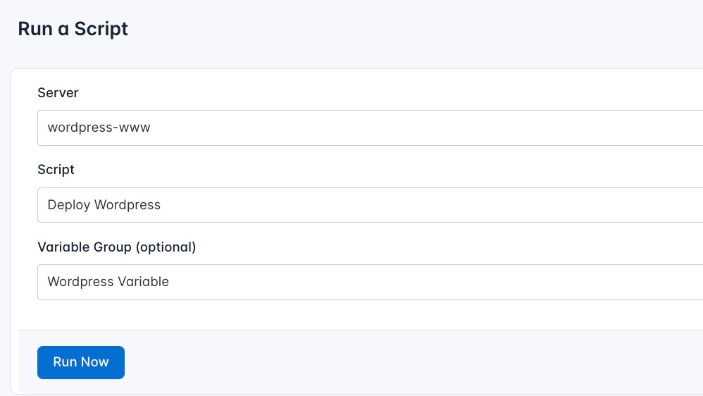 screenshot of creating the setup runlog