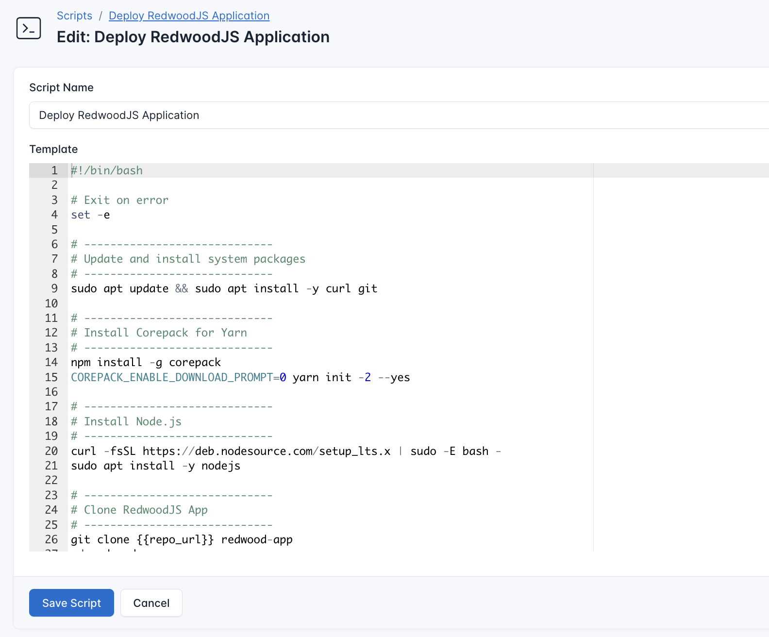 Screenshot for deployment script of Astro site