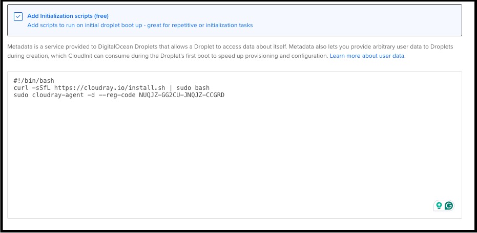 DigitalOcean User Data field