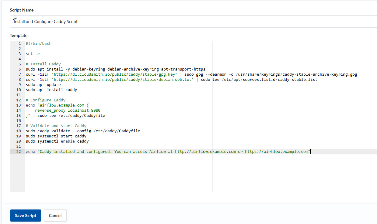 Screenshot of installing and configuring Caddy