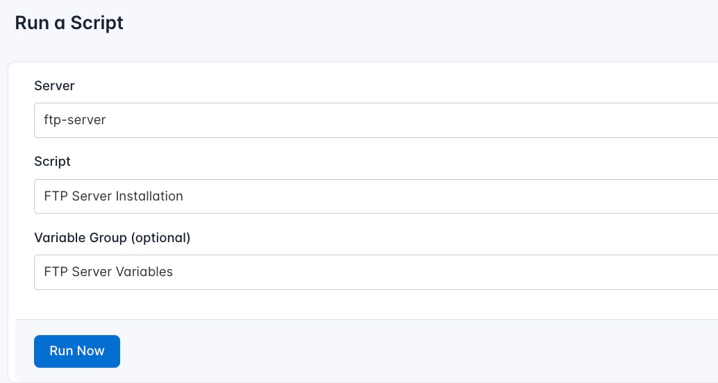 screenshot of creating the setup runlog