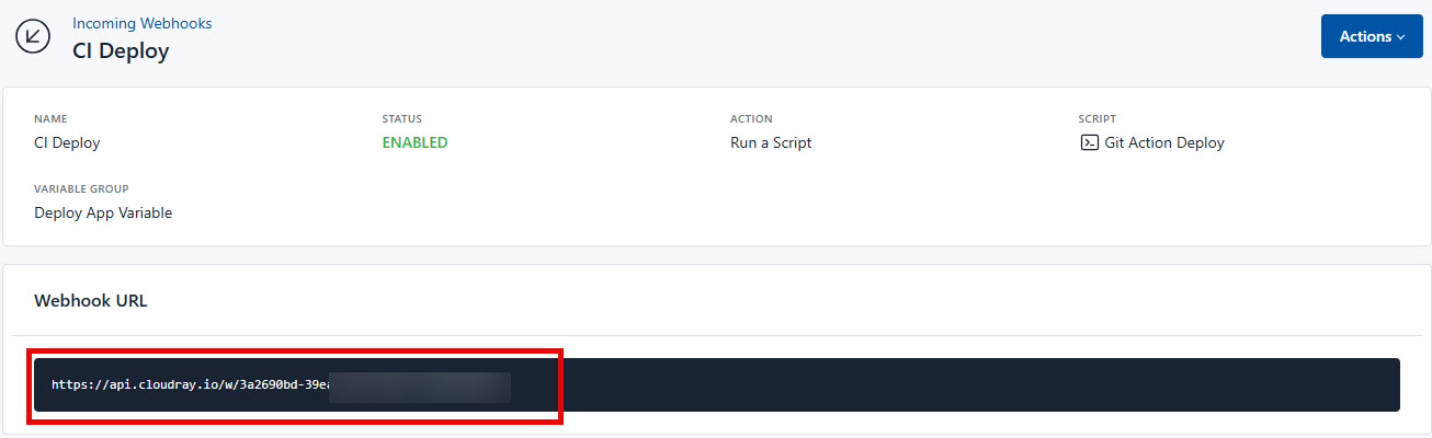 Screenshot of setup CI