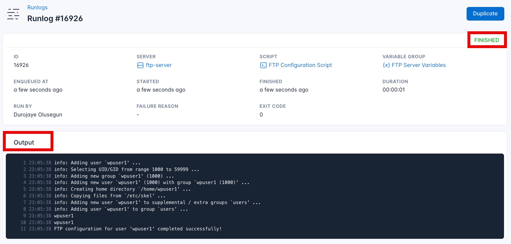 Screenshot of the result of configure script