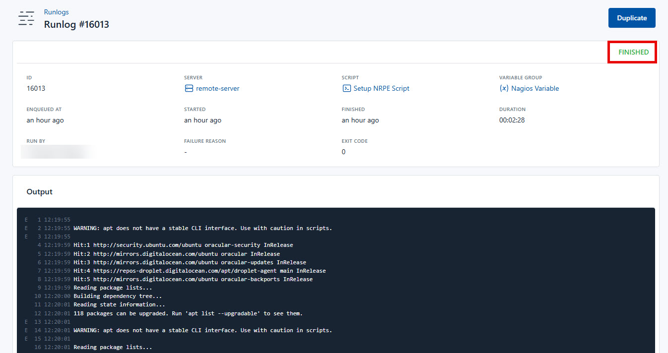 Screenshot of the output of the install k3s script