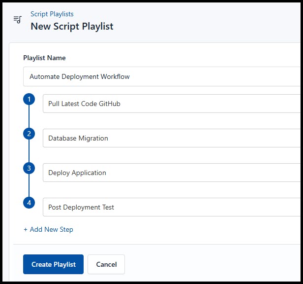 Screenshot of sample script playlists