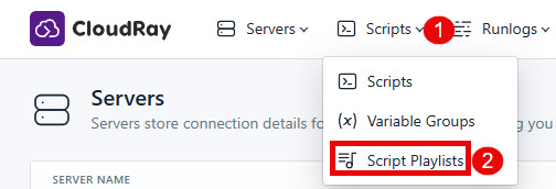 Locate the script playlist in CloudRay interface