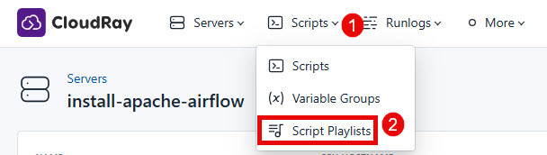 Locate the script playlist in CloudRay interface