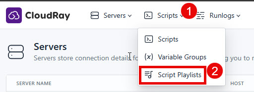 Locate the script playlist in CloudRay interface