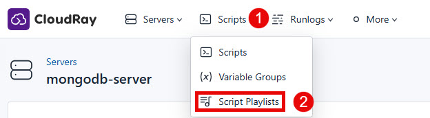Locate the script playlist in CloudRay interface