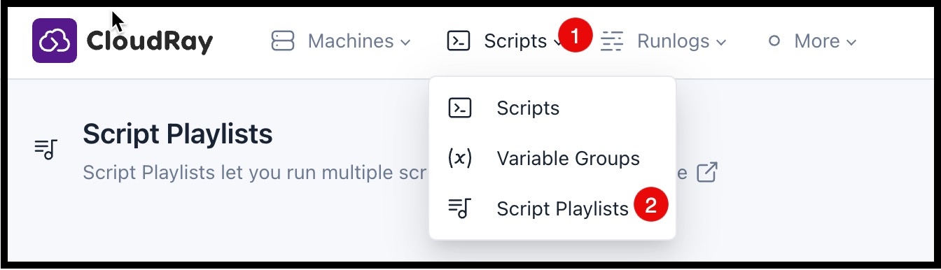 Screenshot of locating script playlists