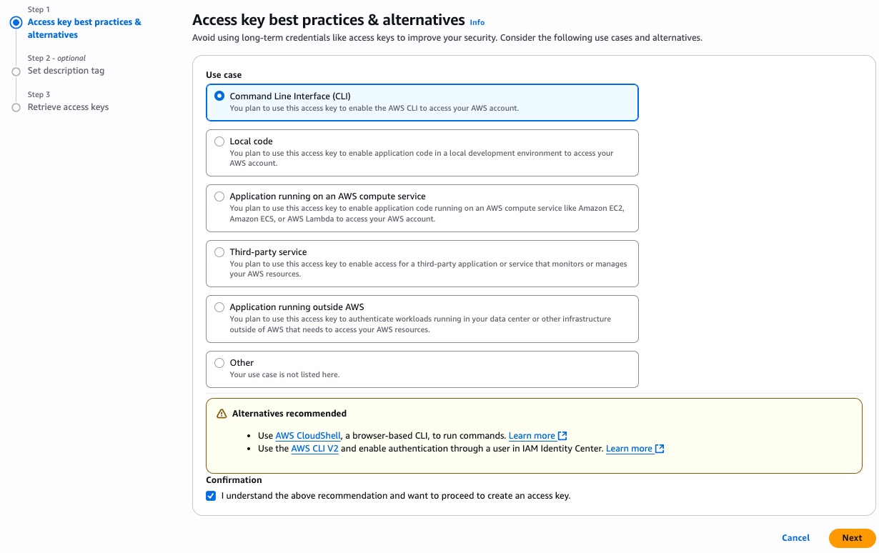 screenshot of selecting CLI
