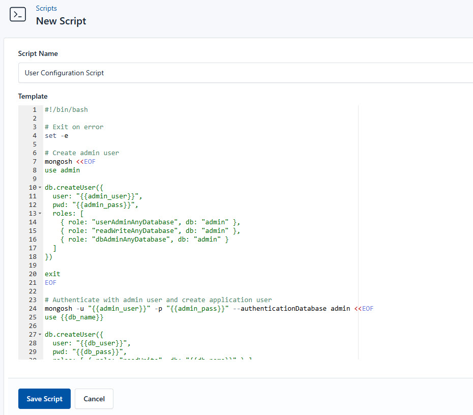 Screenshot of setting up the database