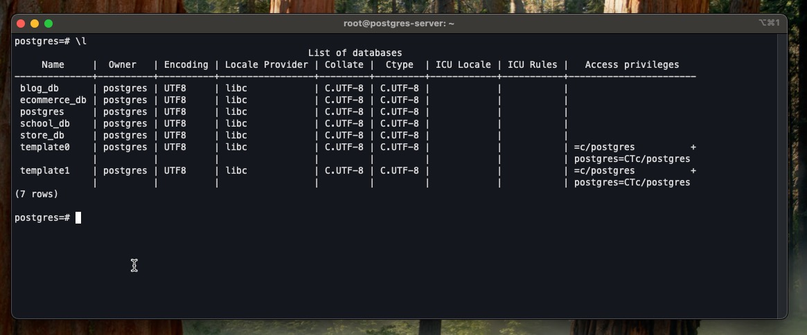 screenshot showing output to database present