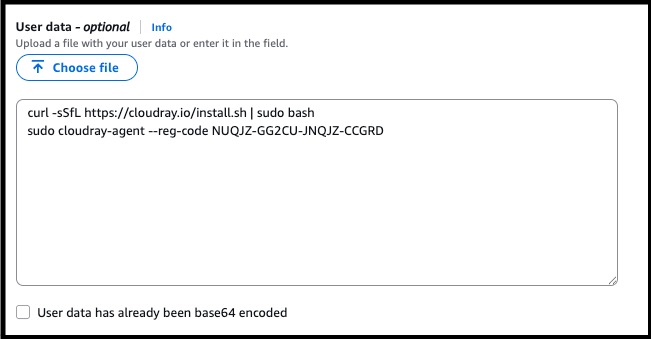 Screenshot of AWS user data