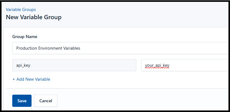 Screenshot of adding a new variable in CloudRay