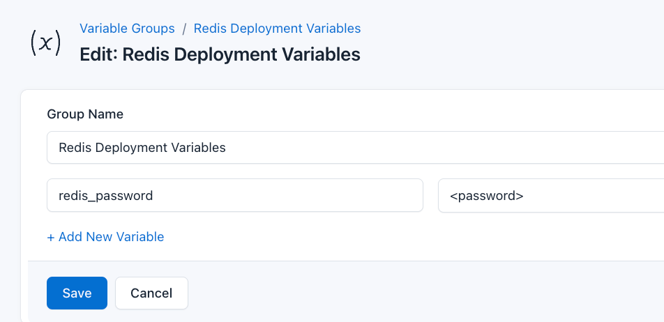 Screenshot of adding a new variable group