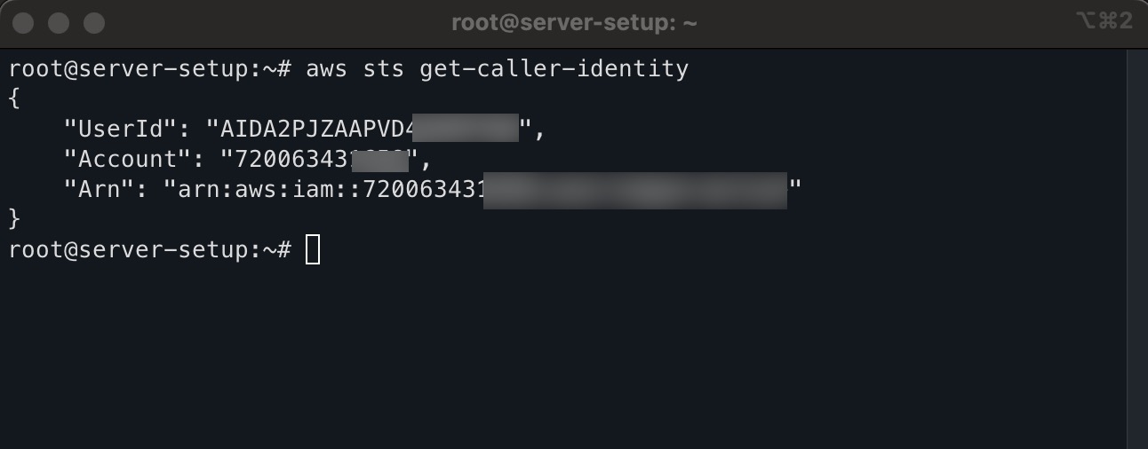 Screenshot to the terminal representation of AWS configuration
